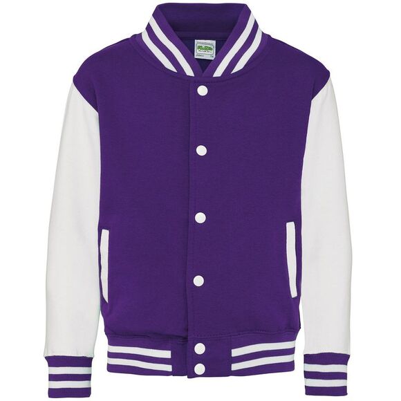 Awdis Childrens/Kids Varsity Jacket / Purple/White